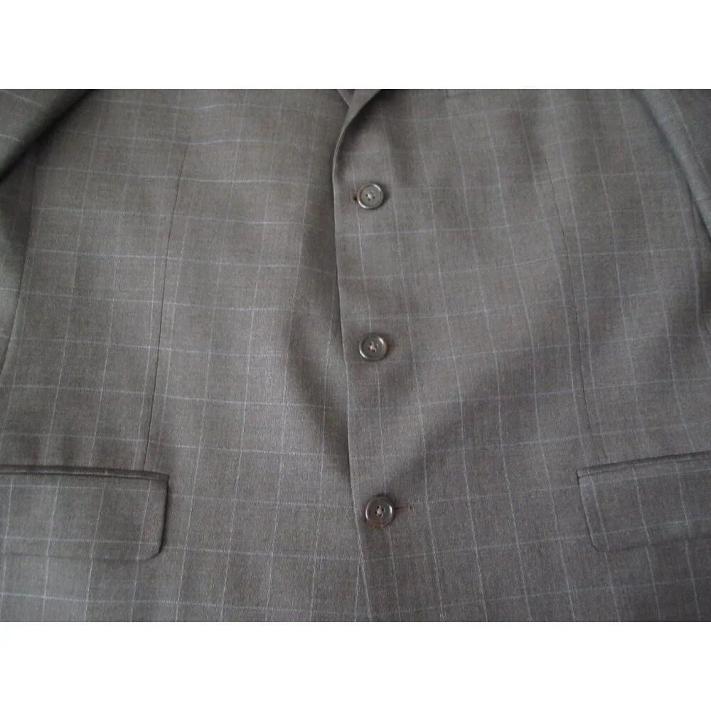 Men‎ Hickey Freeman 3 Button Reda Wool Plaid Blazer Jacket Sz 44 Long (MJ52) USA